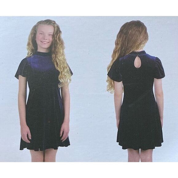 Zunie Velvet Flutter Mock Neck Dress - Picture 2 of 7